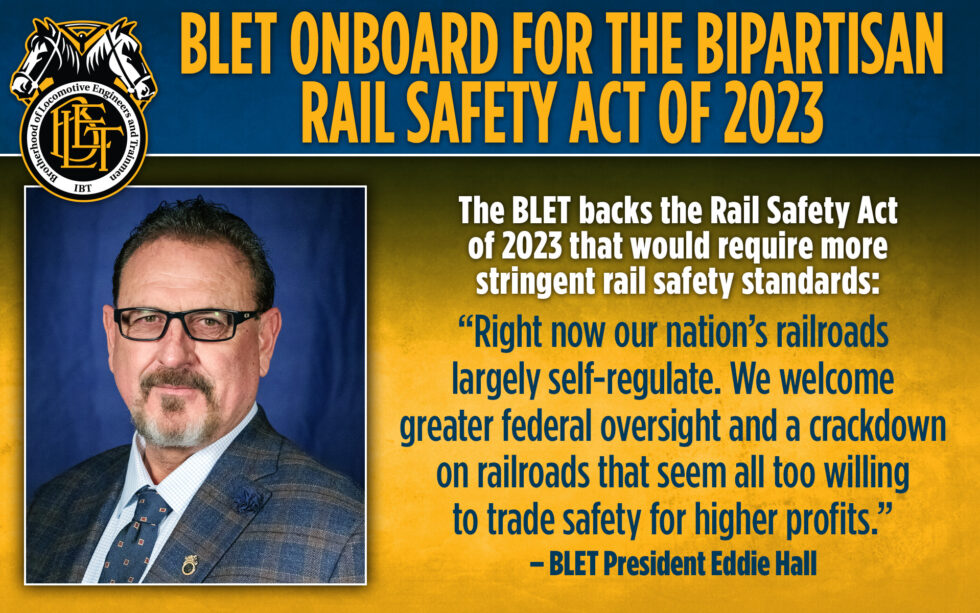 engineers are onboard for the bipartisan Rail Safety Act of